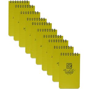 Rite in the Rain - 10-Pack - All-Weather Yellow Notebook 3-Inch by 5-Inch with 50 Sheets - Yellow - 135I-RITE