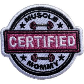 Certified Muscle Mommy Patch, Size 3" Iron Patch or Sew On Patches for Backpacks Jeans Hats Clothes, Workout DIY Embroidered Patches, Applique Embroidery Sticker Patches, Gift for Gymers