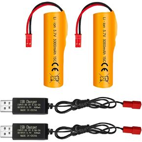 Fytoo 2pcs 3.7v 3000mah li-ion بطارية مع قابس JST مع كابل شحن USB لـ HJ819 DE819 RC BOAT HUINA
