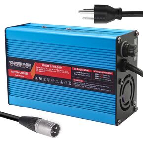 24V 8A Charger 24V Lead Acid Charger Output Connector 3pin XLR Plug Used for 24V Lead Acid AGM Gel VRLA OPZV Battery Blue Aluminum Case with Cooling Fan 24V Smart Charger