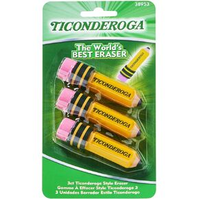 محو Ticonderoga ® ، على شكل قلم رصاص ، أصفر ، 3 CT (38953)
