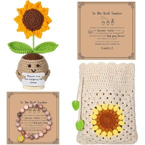 4 PCS Sunflower Teacher Perfect Gift تشمل سوار حدة عباد الشمس كروشيه مع معلم صديقه