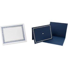 ورقة شهادة Gartner Studios ، بيضاء مع حدود رقائق زرقاء وفضية مزخرفة ، 80 رطل 8.5 "× 11" ، 15 عدد العد والشهادات ، تشمل 6 8.5 "× 11" مع أصحاب شهادة الذهب
