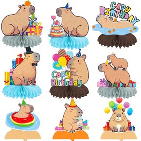 Capybara Birthday Honeycomb Centerpces 11pcs Capy عيد ميلاد ديكورات حفلات Capybara مركزية Capybara موضوع الحفلة لوازم الحيوانات للحيوانات
