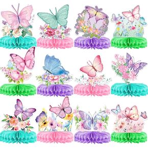 12 PCS الفراشة المركزية للداخن زخارف الفراشة زخارف الفراشة عيد ميلاد الزخارف الفراشة دش الطفل decoations لزخارف حفلات الربيع الفراشة
