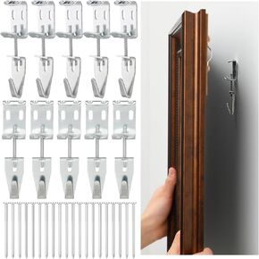 Blulu 10 Pcs Adjustable Picture Hangers J Hooks Mirror Hanging Kit with Hangers Hooks for Mirrors Pictures Frame Supports up to 100 Lbs