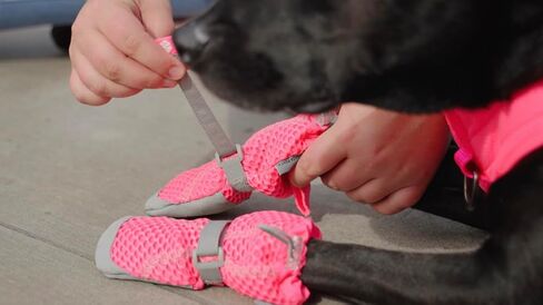 Canada Pooch Dog Boots for Hot Pavement - Dog Boots & Paw Protectors with Anti Slip Rubber | Water Friendly, Breathable Dog Shoes for Hot Days, Great for Dogs Neon Pink - Size 4 in Kuwait