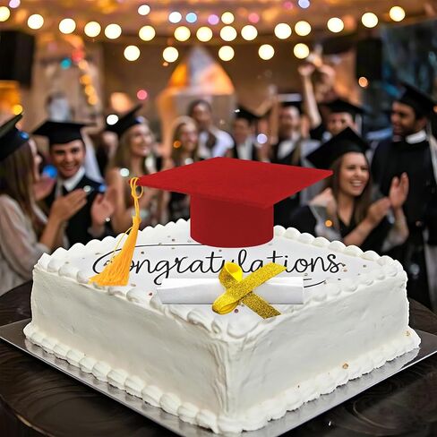 2 Pieces Graduation Cap Cake Topper With Diploma Class of 2025 Graduation Cake Decoration Kit Party Supplies (Black) in Kuwait