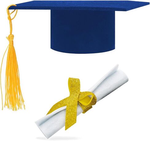 2 Pieces Graduation Cap Cake Topper With Diploma Class of 2025 Graduation Cake Decoration Kit Party Supplies (Black) in Kuwait