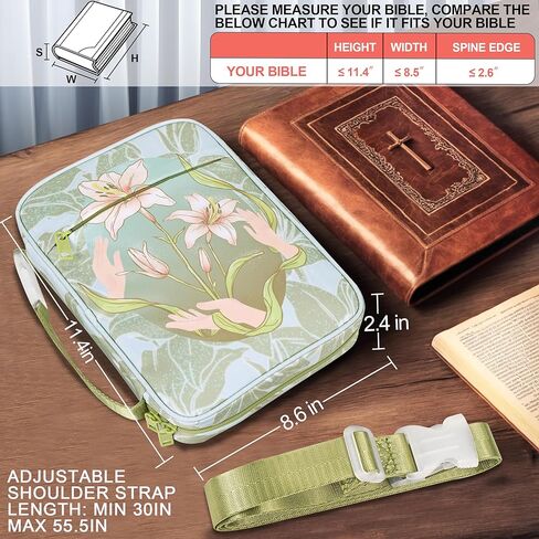 Bible Cover for Women, RFID Blocking Durable Carrying Book Case Church Bag for Biblical Accessories with Handle (Blue) in Kuwait