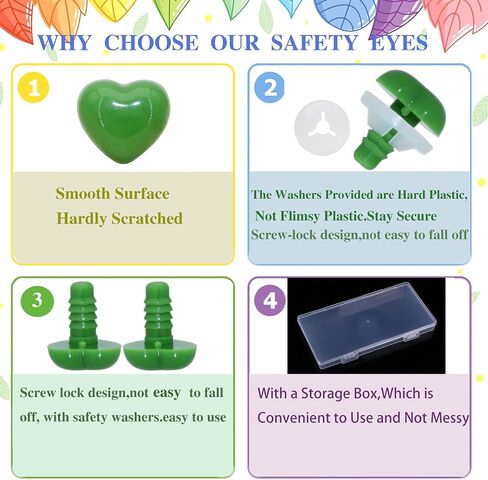 100Pcs Safety Noses and Secure Washers - Thalinfayi 14 * 15mm Love Shaped Safety Nose Crochet Craft Eyes Noses for DIY Making or Replace of Amigurumi, Crafts, Crochet Doll Supplies in Saudi Arabia