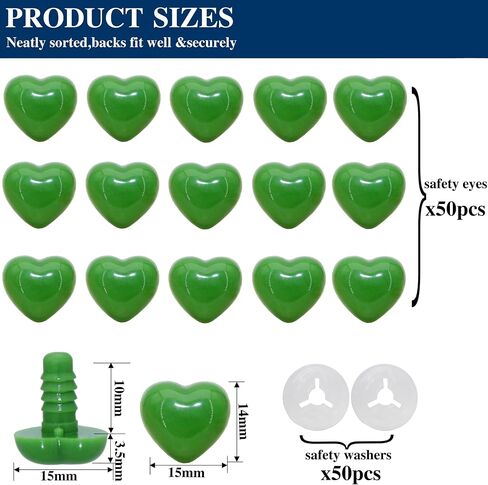 100Pcs Safety Noses and Secure Washers - Thalinfayi 14 * 15mm Love Shaped Safety Nose Crochet Craft Eyes Noses for DIY Making or Replace of Amigurumi, Crafts, Crochet Doll Supplies in Saudi Arabia