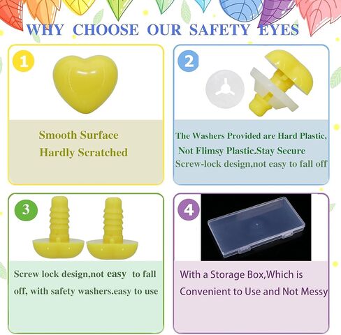 100Pcs Safety Noses and Secure Washers - Thalinfayi 14 * 15mm Love Shaped Safety Nose Crochet Craft Eyes Noses for DIY Making or Replace of Amigurumi, Crafts, Crochet Doll Supplies in Kuwait