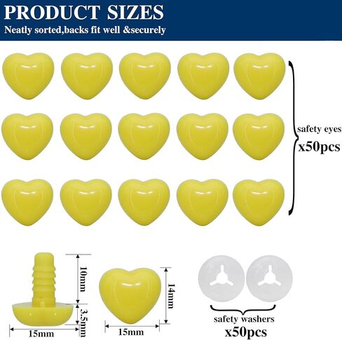 100Pcs Safety Noses and Secure Washers - Thalinfayi 14 * 15mm Love Shaped Safety Nose Crochet Craft Eyes Noses for DIY Making or Replace of Amigurumi, Crafts, Crochet Doll Supplies in Kuwait