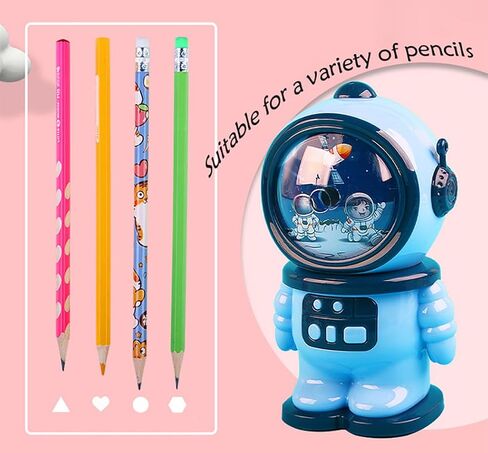Wenlly Hand Crank Manual Pencil Sharpener, self-Feeding, Blue Astronaut Pencil Cutter for Classroom & officee in Saudi Arabia