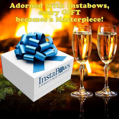 8" Pull String Gift Bows Perfect for Christmas Gifts and Birthday Presents Satin Finish Easy to Assemble Pack of 3 Large Bows (Baby Blue) in Kuwait