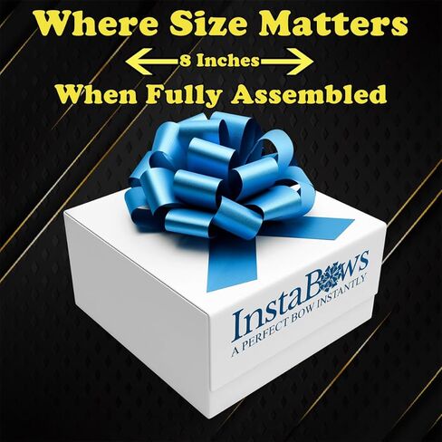 8" Pull String Gift Bows Perfect for Christmas Gifts and Birthday Presents Satin Finish Easy to Assemble Pack of 3 Large Bows (Baby Blue) in Kuwait