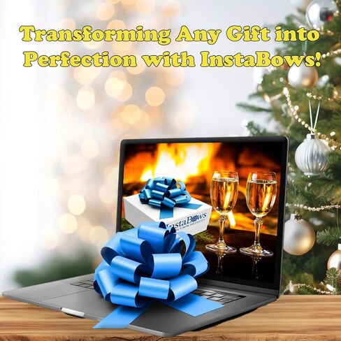 8" Pull String Gift Bows Perfect for Christmas Gifts and Birthday Presents Satin Finish Easy to Assemble Pack of 3 Large Bows (Baby Blue) in Kuwait