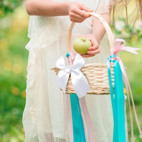 Twist Tie Bows, 50Pcs White Satin Ribbon Bows, 3.9'' Big Pre-Tied White Gift Bows for Gift Wrapping Treat Bag Present Craft Bridal Shower Wedding Girls Birthday Party Halloween Thanksgiving in Kuwait