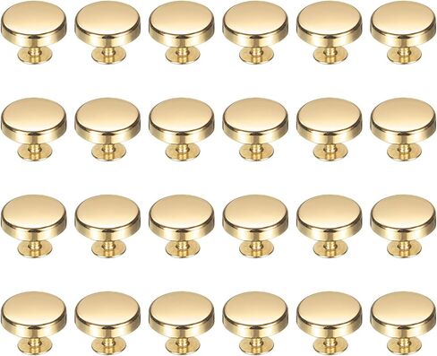 uxcell 24 Pcs Flat Head Button Stud 15mm Screw Back Rivets Stud Set Round Purse Feet Metal Studs Rivet Nailhead Buckle Button Rivet for DIY Leather Crafts Belt Strap, Gold in Kuwait