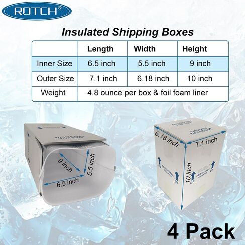ROTCH Insulated Shipping Boxes with Liners, 4 Pack 7x6x10'', Small Cold Shipping Box Coolers for Perishable Frozen Food, White (T7610-4L-W) in Saudi Arabia