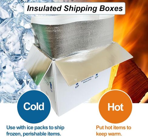ROTCH Insulated Shipping Boxes with Liners, 4 Pack 7x6x10'', Small Cold Shipping Box Coolers for Perishable Frozen Food, White (T7610-4L-W) in Saudi Arabia