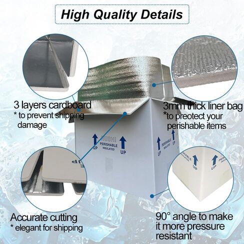 ROTCH Insulated Shipping Boxes with Liners, 4 Pack 7x6x10'', Small Cold Shipping Box Coolers for Perishable Frozen Food, White (T7610-4L-W) in Saudi Arabia