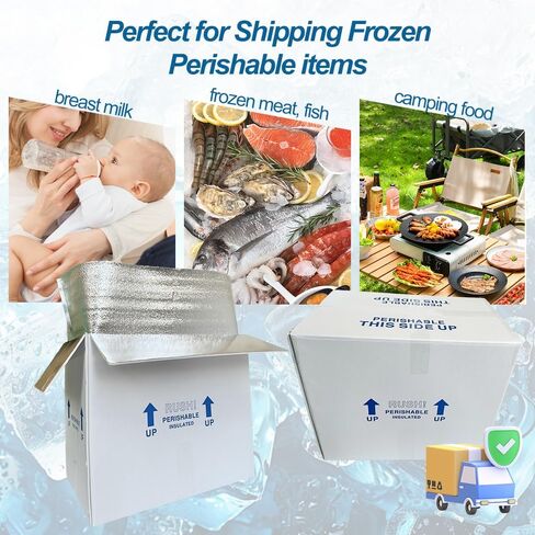 ROTCH Insulated Shipping Boxes with Liners, 4 Pack 7x6x10'', Small Cold Shipping Box Coolers for Perishable Frozen Food, White (T7610-4L-W) in Saudi Arabia