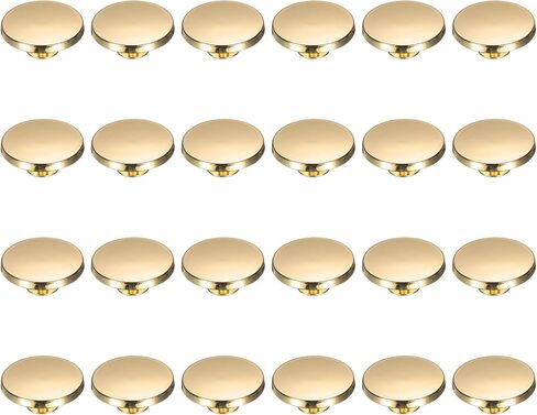 uxcell 24 Pcs Flat Head Button Stud 15mm Screw Back Rivets Stud Set Round Purse Feet Metal Studs Rivet Nailhead Buckle Button Rivet for DIY Leather Crafts Belt Strap, Gold in Kuwait