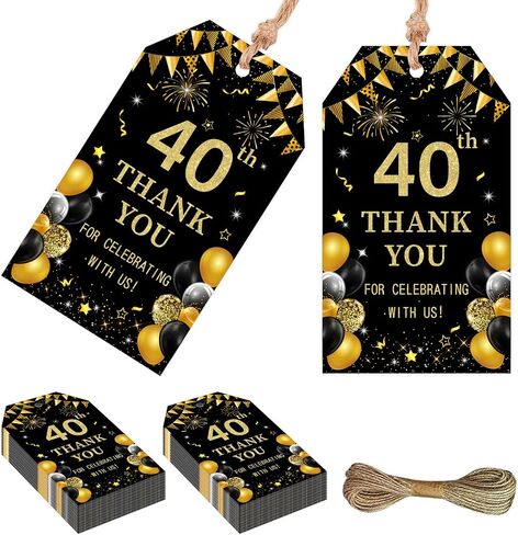 Serencatcher Black and Gold 80th Birthday Thank You Tags - 50pcs Thank You for Celebrating with Us Favor Gift Tags with String 1.9x3.5 Inches for Men Women 80th Birthday Anniversary Party Favors in Saudi Arabia