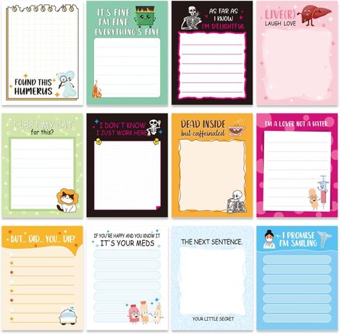 Funny Nurse Sticky Notes Gifts - Lovarywow 12 Pack Funny Nursing Sticky Notes 3x4 Inch Nurse Gifts Everything is Fine Post It Notepads Self-Stick Memo Pad Medical Office Study Supplies 360 Sheets in Saudi Arabia