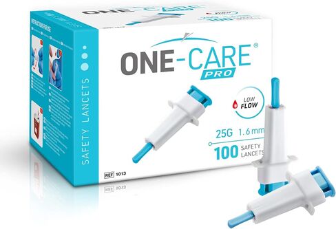 MediVena ONE-CARE PRO Safety Lancets, Top Push Button Activated, 21G x 2.4mm, 100/bx, Sterile, Convenient Sampling in Saudi Arabia
