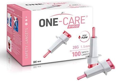 مشارط الأمان MediVena ONE-CARE PRO، زر الضغط العلوي المنشط، 21 جم × 2.4 مم، 100/bx، معقمة، أخذ عينات مريحة in Kuwait