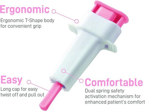 مشارط الأمان MediVena ONE-CARE PRO، زر الضغط العلوي المنشط، 21 جم × 2.4 مم، 100/bx، معقمة، أخذ عينات مريحة in Kuwait