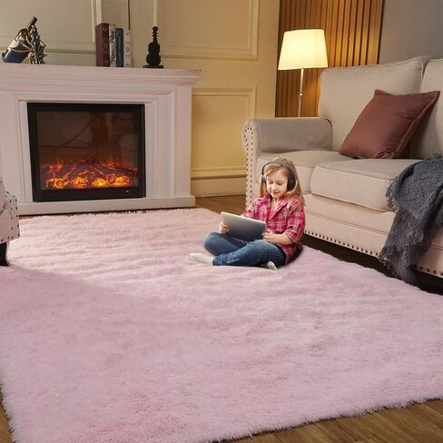 EasyJoy Super Soft Rugs for Living Room, Area Rugs for Bedroom 8x10 Light Gray Fluffy Room Rug, Large Shag Throw Rug for Nursery Kids Room, Cute Mordern Fuzzy Rug for Playroom in Kuwait