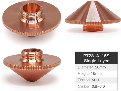 10 Pcs Laser Nozzle Single Layer Dia.28mm H15mm Caliber 2.0mm for WSX HANS Fiber Laser Engraver Cutting Machine Head in Saudi Arabia