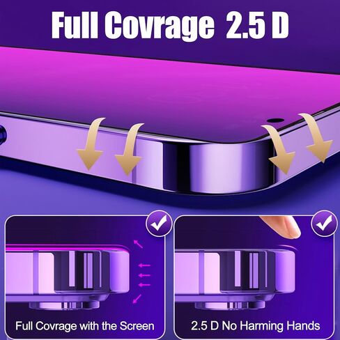 Compatible with iphone 13 Pro and compatible with iphone 14 / 13 Privacy screen protector 2 Pack Gradient Colorful Mirror Tempered Glass anti Blue light eye protection Anti-Spy(Purple 6.1 in Saudi Arabia