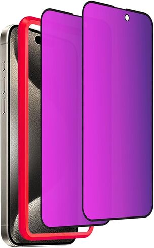 Compatible with iphone 13 Pro and compatible with iphone 14 / 13 Privacy screen protector 2 Pack Gradient Colorful Mirror Tempered Glass anti Blue light eye protection Anti-Spy(Purple 6.1 in Saudi Arabia