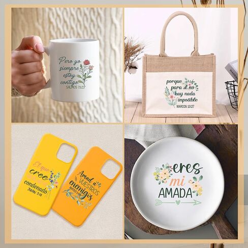 UV DTF Cup Wraps - 20 Sheet Spanish Bible UV DTF Transfer Stickers, Christian UVDTF Cup Wraps for Mug Glass, Floral Waterproof Transfer Sticker, Creative DIY Gifts in Saudi Arabia