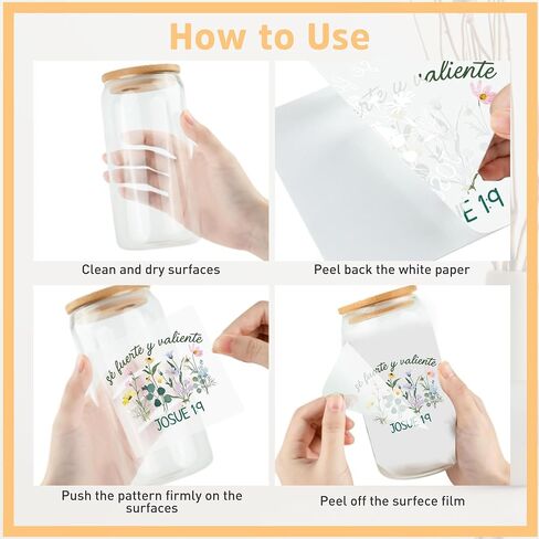 UV DTF Cup Wraps - 20 Sheet Spanish Bible UV DTF Transfer Stickers, Christian UVDTF Cup Wraps for Mug Glass, Floral Waterproof Transfer Sticker, Creative DIY Gifts in Saudi Arabia