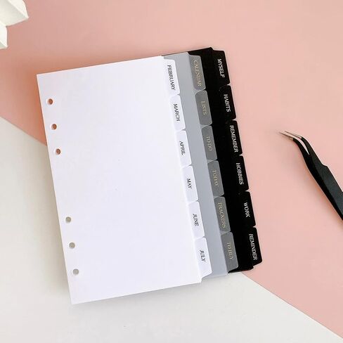 Zelten PP Binder Index Dividers with Folder & 4 Sheets Tab Stickers for Personal Organizer (PP Black 7-Folder Tab, A5/6 Hole) in Saudi Arabia