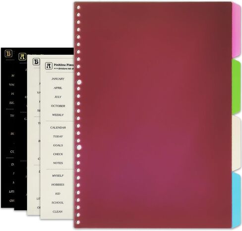 Zelten PP Binder Index Dividers with Folder & 4 Sheets Tab Stickers for Personal Organizer (PP Black 7-Folder Tab, A5/6 Hole) in Saudi Arabia