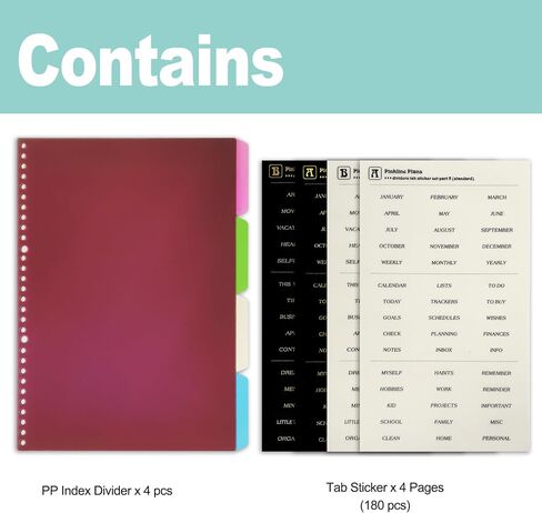 Zelten PP Binder Index Dividers with Folder & 4 Sheets Tab Stickers for Personal Organizer (PP Black 7-Folder Tab, A5/6 Hole) in Saudi Arabia