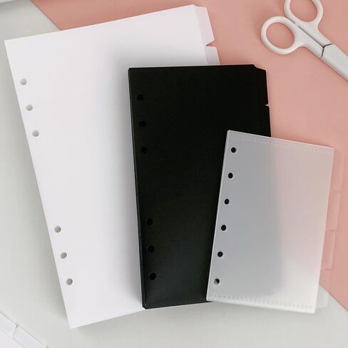 Zelten PP Binder Index Dividers with Folder & 4 Sheets Tab Stickers for Personal Organizer (PP Black 7-Folder Tab, A5/6 Hole) in Kuwait