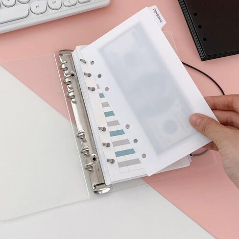 Zelten PP Binder Index Dividers with Folder & 4 Sheets Tab Stickers for Personal Organizer (PP Black 7-Folder Tab, A5/6 Hole) in Kuwait