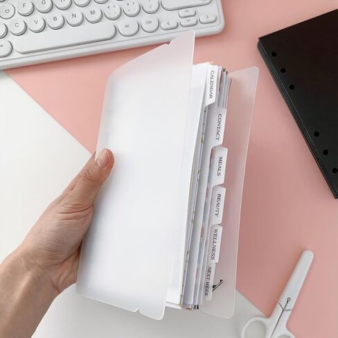 Zelten PP Binder Index Dividers with Folder & 4 Sheets Tab Stickers for Personal Organizer (PP Black 7-Folder Tab, A5/6 Hole) in Kuwait