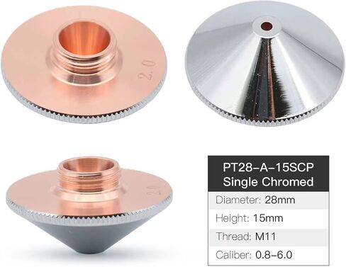 10 Pcs Laser Nozzle Single Layer Dia.28mm H15mm Caliber 2.0mm for WSX HANS Fiber Laser Engraver Cutting Machine Head in Saudi Arabia