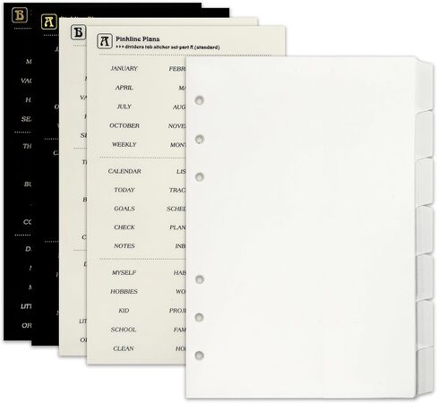 Zelten PP Binder Index Dividers with Folder & 4 Sheets Tab Stickers for Personal Organizer (PP Black 7-Folder Tab, A5/6 Hole) in Kuwait