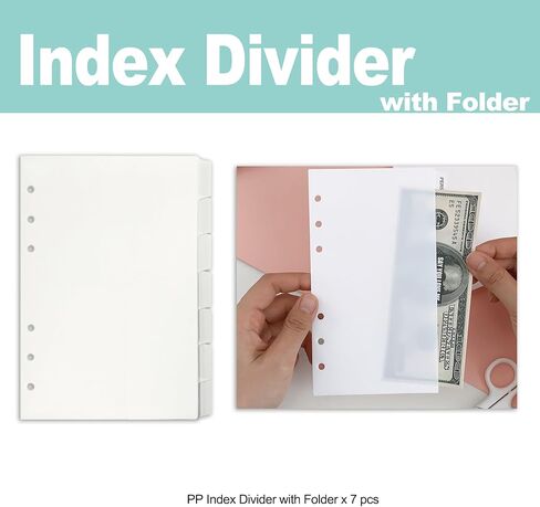 Zelten PP Binder Index Dividers with Folder & 4 Sheets Tab Stickers for Personal Organizer (PP Black 7-Folder Tab, A5/6 Hole) in Kuwait