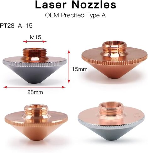 10 Pcs Laser Nozzle Single Layer Dia.28mm H15mm Caliber 2.0mm for WSX HANS Fiber Laser Engraver Cutting Machine Head in Saudi Arabia